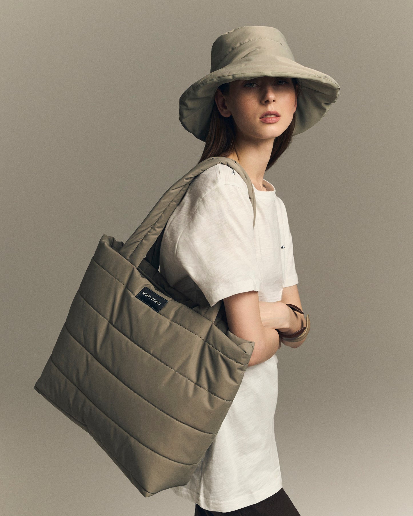 Puffer Bucket Şapka - Bej