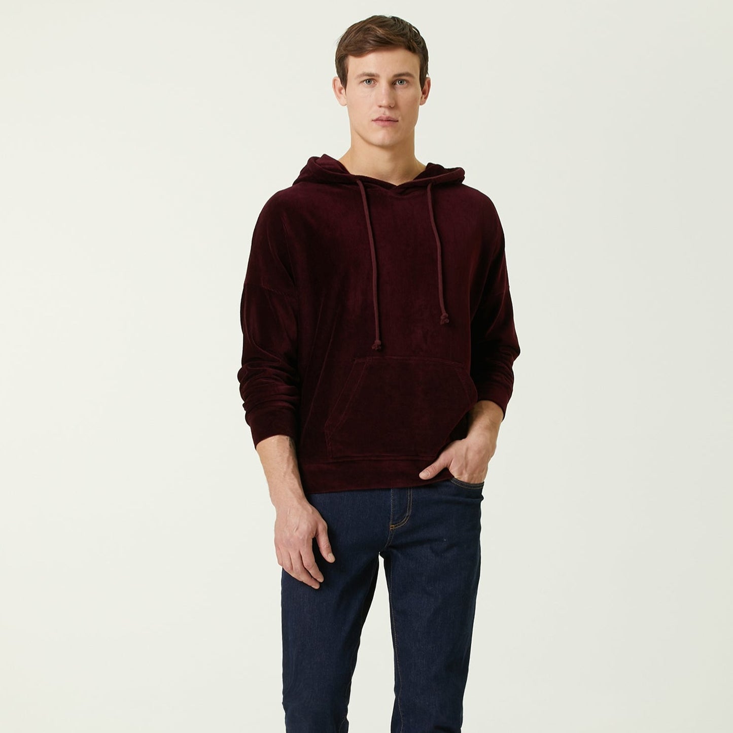 MB: Velvet Oversize Hoodie Bordo