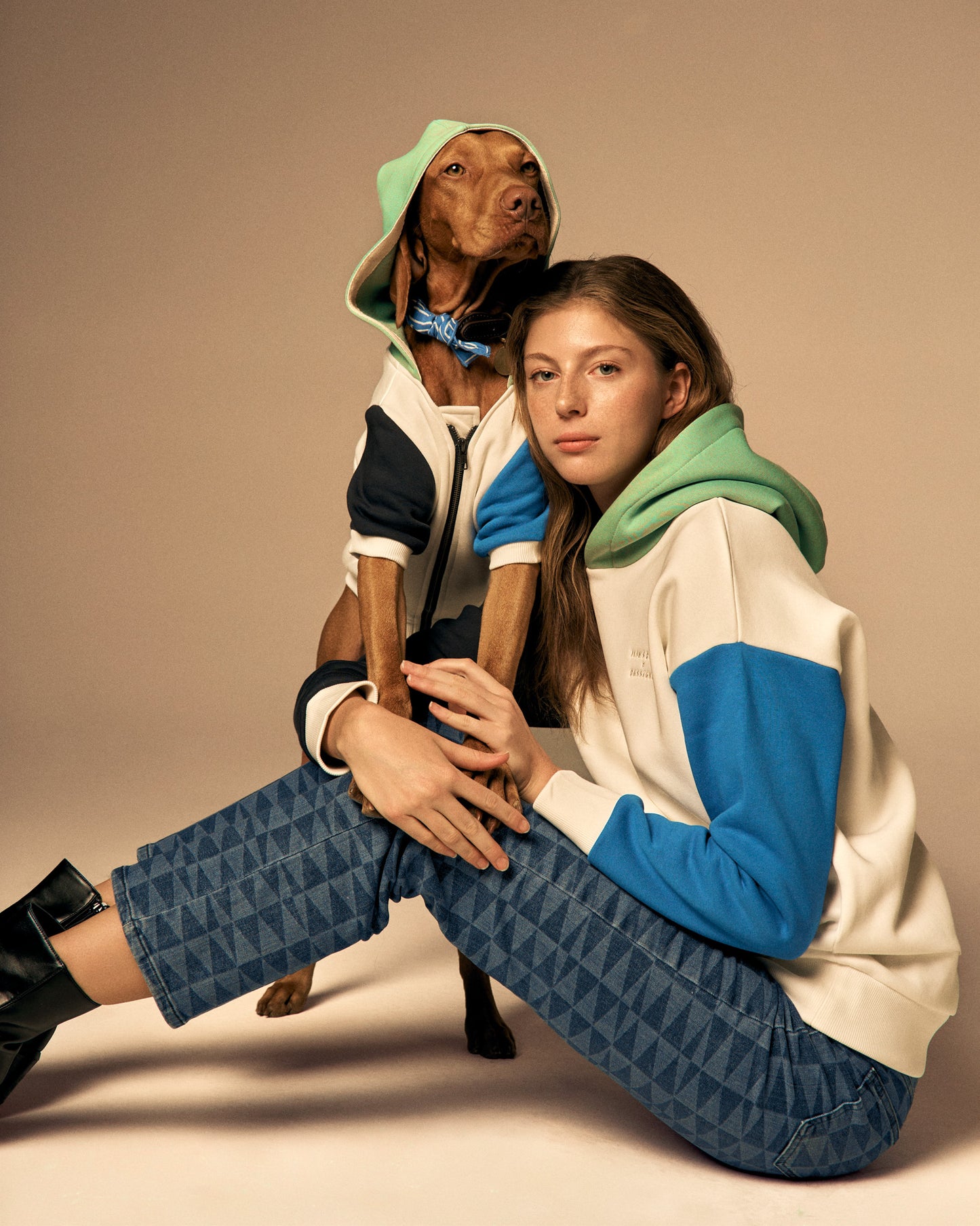 Mons Bons x Bassigue Yeşil Color Block Hoodie
