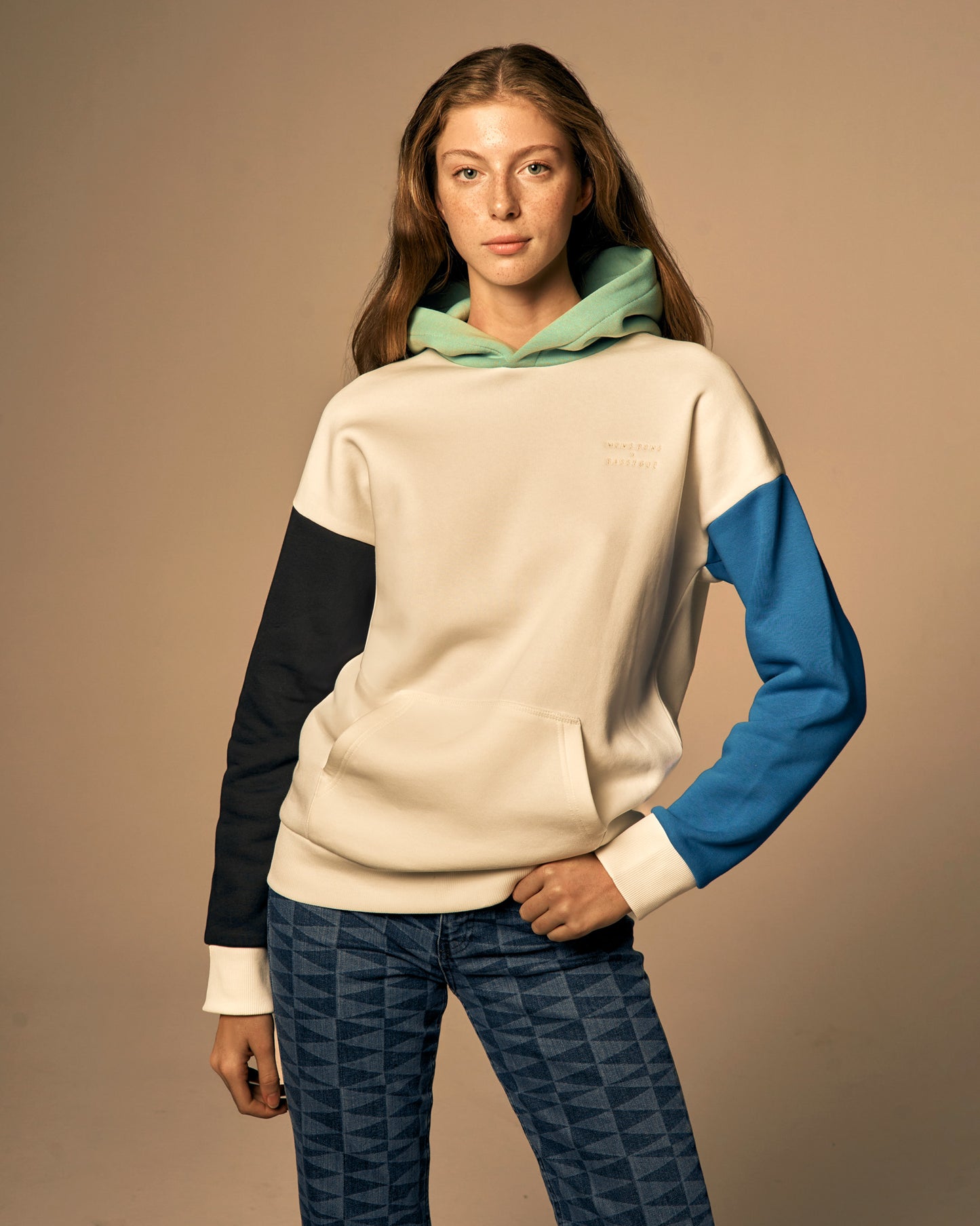 Mons Bons x Bassigue Yeşil Color Block Hoodie