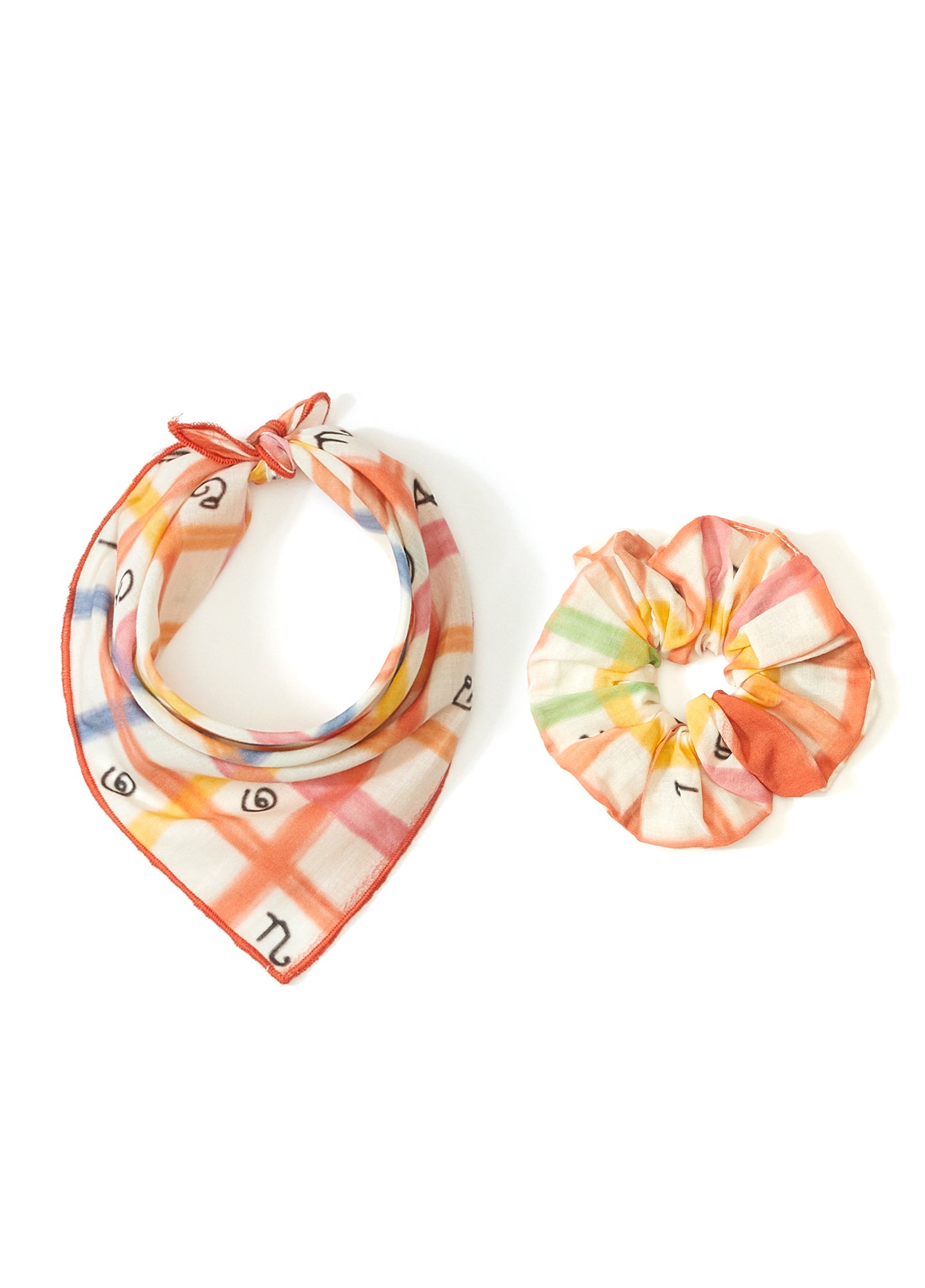 Square Print Pet Bandana & Saç Tokası Set