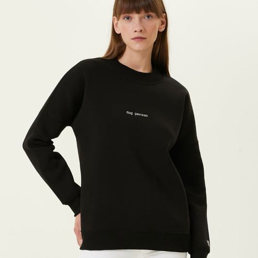 Dog Person Nakışlı Kadın Sweatshirt Siyah