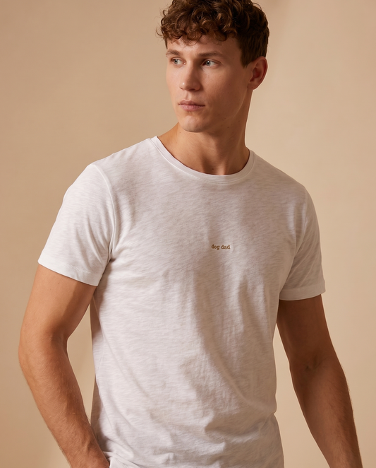 Oversize T-shirt "dog dad" - beyaz