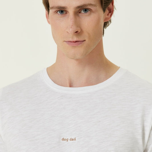 Oversize T-shirt "dog dad" - beyaz